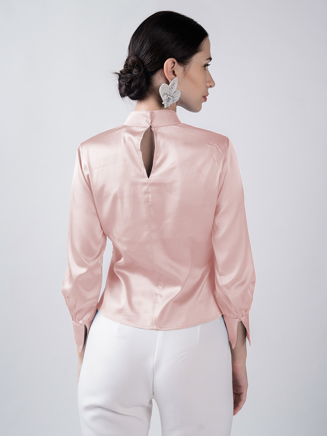 Corel Pink Gathered Collared Top - Back